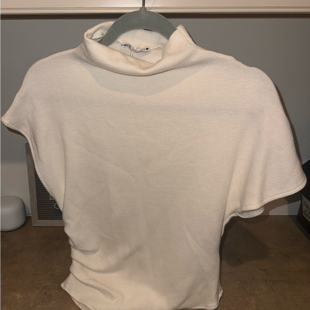 Zara Cream Turtleneck Top